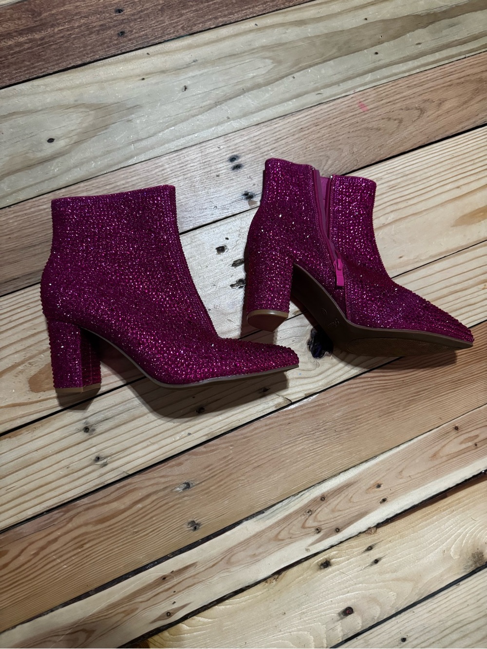 Forever Sparkle Pointed Ankle Booties - Fuchsia